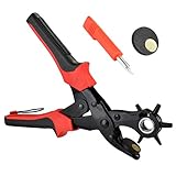 TIMESETL 革ベルト用 レザーパンチ 穴あけパンチ 回転式 穴開け・サイズ調整工具 （丸穴 穴径2mm～4.5mm）