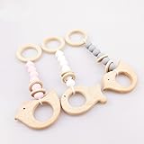 Mamimami Home シリコーン　おしゃぶり　歯固めジュエリー 赤ちゃんの木製おもちゃ　可愛い動物　授乳ペンダント　BPAフリー　３個ゼント