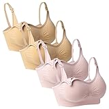 iLoveSIA (アイラブシア) マタニティ ブラジャー 2Wayオープン ノンワイヤー 4枚セット ピンク+ピンク+ベージュ+ベージュ LL