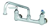 T&S Brass B-0232-CC Double Pantry Faucet with Wall Mount, 8-Inch Centers, 6-Inch Swing Nozzle and 1/