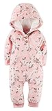 Carters Girl 'sフリースフード付き2つポケットボディスーツロンパース カラー: ピンク