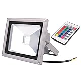 Meily LED 投光器 屋外 室内照明 RGB16色点灯 防水仕様IP65 リモコン付き カーラー変更可能 産業用 作業灯 看板灯 庭照明 景観照明 (20w)