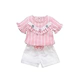 夏ベイビー服 女の子Ｔシャツ Pojour キッズ用かわいい花　パンツ 2セット 子供ギフト 綿 通気 ピンク（80cm）