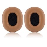 JECOBB(ジェコブ) 交換用イヤーパッド Audio-Technica ATH M50X M40X M30X M20X プロフェッショナルスタジオモニターヘッドフォン用 プロテインレザー&メモリーフォームイヤークッション付き (ブラウン)