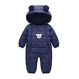 YUEGUANG ベビー服 新生児服 カバーオール ダウンロンパース 女の子 男の子 ジャンプスーツ ウンコート 防寒 保温 秋冬用 赤ちゃん 可愛い 爬行服 フード付き アウターウェア (90cm,