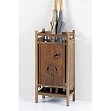 格子傘立て 【ふくろう柄】 木製 水受けトレー/ゴム脚付き アジアンテイスト 日本製 【完成品】