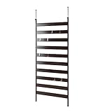 ラダーラック 幅86 突っ張りラダーラック 壁面収納 突っ張りパーテーション 日本製 ブラウン 棚付き