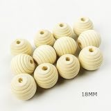 Mamimami Home 歯固め ビーハイブ ビーズ 木製 ラウンド ワニスなし 18MM カミカミ 看護用 おしゃぶりチェーン 赤ちゃんの玩具　diy アクセサリー 100個「FDA認可済」「 B