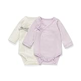 フライス 前開き 長袖 ボディスーツ ２枚 セット ラベンダーセット サイズ：60