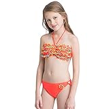 水着 女の子 上下セット 女児水着 モノキニ ビキニ 可愛い 子供 水着 おしゃれ 可愛い 海辺 温泉 記念写真 4-8歳に対応 (4T, オレンジ)