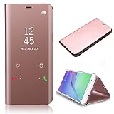 CrazyLemon galaxy 鏡面 フォリオ 手帳型 ケース ローズゴールド Galaxy S8 Plus