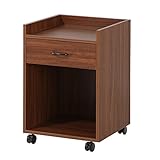 【完成品】 木製 サイドチェスト サイドテーブル キャスター ナイトテーブル 収納 電話台 ウォールナット