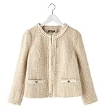 Angeliebe エンジェリーベ ツイード ノー カラー ジャケット 11号 ベージュ