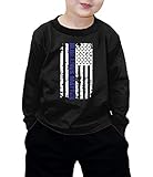 幼児用Little Boy Blue Lives Matter – American FlagロングスリーブTシャツ カラー: ブラック