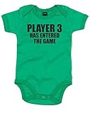 (プレーヤー３　ゲームに参加しました。) Player 3 Has Entered The Game, プリント　ベビースーツ - グリーン/黒 6-12 ヶ月
