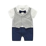 Cutelove 子供服 カバーオール ジャンプスーツ 春夏秋 ボーイズ 男の子 キッズ 新生児 可愛い 綿 紳士スタイル 蝶ネクタイ 柔らか おしゃれ 素敵 ロンパース 半袖