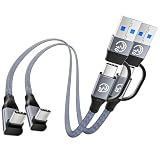 240W USB C ケーブル 短い【0.3m 2本】90度USBC 3.2 Gen 2x2 20Gbps高速データ転送 L字USB-A/C to USB-Cケーブル PD3.1超急速充電 4K@60Hz映像出力 3-in-1 充電コード直角Type-C to C 高耐久性 断線防止 iPhone 17/16/15 シリーズ、Galaxy S25/S24、Pixelなど殆どのCタイプ各種対応