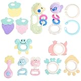 ベビー 赤ちゃん おしゃぶり ラトル 14PCS /セット ミュージックベル スムーズ 乳児教育 動物 果物おもちゃ 赤ちゃんボトル 出産お祝い