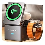LISEN magsafe 充電器【Qi2認証】3in1ワイヤレス充電器 iPhone 17対応 充電スタンド アップルウォッチ 充電器15W/10W安定した急速充電 同時に3つのデバイス充電 iPhone/Apple Watch/Airpodsに対応 出張、旅行用充電ステーション