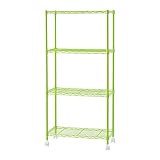 オフィスコム グリーン カラー スチールワイヤーラック 4段 ポール径19mm 600×300×1240mm アジャスター脚/キャスタ