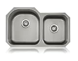 Lenova SS-CL-D7L 18-Gauge Stainless Steel Classic Unequal Double Bowl Undermount Kitchen Sink by Len