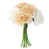 Lovoski 2束　人工シルク　フラワー　カーネーション　造花　花束　結婚式　家　装飾　インテリア　 DIY　シャンパン&白色