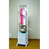 ハンガーラック スリム パイプオン 収納ケース2段 キャスター付き ブルー