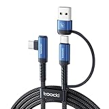 L型USB C to C + A 2 in 1急速充電ケーブル 60W 3A 長さ2ｍ 編み被覆 高耐久性 Type-CとC＋A多様なデバイス対応