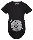 Crazy Dog TshirtsマタニティDisco Ball Funny Shimmer妊娠発表赤ちゃんバンプTシャツ US サイズ: M カラー: ブラック