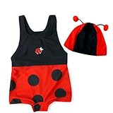 ベビー 水着 スイムウエア Whole ホール 男の子 スイムグレコ 2点セット てんとうむしモチーフ UVカット スイムキャップ付き 男児 ベビー (1.レッド/95cm)