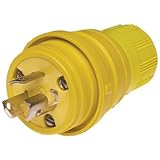 Woodhead 24W34 Watertite Wet Location Locking Blade Plug, 3 Wires, 2 Poles, NEMA L7-15 Configuration