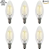 ZZ Lighting 2W LED Filament Torpedo Tip Candle Light Bulb 20W Incandescent Bulb Equivalent 2700K 160