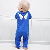 Personalised Heaven Sent Baby Romper Playsuit with Name & Date of Birth in Royal Blue (0-3 months pl