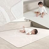 Dwinguler もちもちクッションプレイマット 防水 130 190 1.5cm モカマーブルライトグレー PA-0131