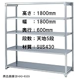 棚・ラック：ステンレス中軽量物品棚：棚一式：T-HA4-6545