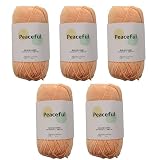 すみれcraftショップ Peaceful コットン糸 毛糸 一玉約40～45g 96～108m 同色５玉セット 編み物 (06.オレンジ)