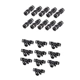 Perfk 20×　6mm 8mm　チューブ　OD　ティップ　ユニオンコネクタ　ティーユニオン　空気圧　ティーエアライン　継手　ブラック