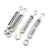 uxcell　ターンバックル　フック　アイ　ステンレス鋼　4個 　6mmワイヤーロープ