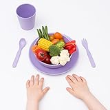 bobo & Boo 5 Piece Kids竹食器セット、Eco Friendly Baby Dishes パープル