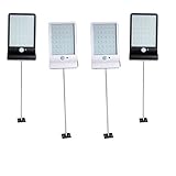 Flameer 屋外照明　壁掛け　36LED　太陽光発電ライト　ポール付　人感センサー　常時点灯　防水　お得な4個セット　ブラック＋ホワイト
