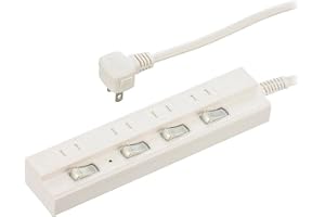 オーム電機 節電タップ 雷ガード 4個口 2m ランプ付き個別スイッチ 感電防止シャッター付きコンセント ホワイト HS-TPK42W-22 00-1573 OHM