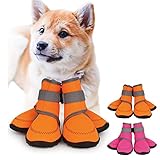 犬靴 ドッグシューズ ドッグブーツ 犬用靴 【 防水 脱げにくい すべり止め 肉球保護 夜間反射テープ付き 介護 大型犬 中型犬 小型犬 犬靴 犬の靴 犬用 犬のくつ (オレンジ・L) 】 ＜ ドッグトレーニングアドバイザー監修 ＞ 犬猫工房【 30日以内 サイズ交換無料・全額返金保証 】