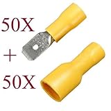 100個Assorted電気ワイヤ端子コネクタオス+メスクリンプスペード