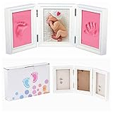 赤ちゃんの手形やフットプリント品質ウッド記念品フレームキットのためのキットデラックス鋳造NaiFeiプレシャスベイビー (ホワイトフレームオフ)