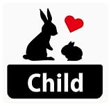 Child in Car 「うさぎの親子」 Square Type 車用ステッカー (マグネット) (ホワイト) ／ こどもが乗ってます (9.9cm×10.5cm) q04