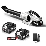 ブロワー 強力 ブロアー 充電式 残量表示 PSE認定 コードレス ブロワ 70m/s大風速 120000RPM 600g超強推力 4000mAh大容量バッテリ一2個搭載 マキタ18V バッテリー対応可能 エアブロワー 小型 軽量 庭掃除 落ち葉掃除 除雪作業 充電器付き 日本語取扱説明書付き（ライトグレー）