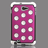 【全7色】Docomo Samsung Galaxy  Note / GT-N7000 / SC-05D用ケース ギャラクシーノート シリコン+プラスチック サークル柄 ケース マゼンタ　(Soft+Hard) Case for Galaxy Note / i9220  液晶保護フィルム付(7242-7)