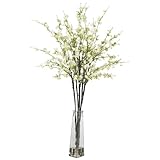 Cherry Blossoms with花瓶シルクFlower Arrangement 12" x 12" x 35" ホワイト 1193-WH