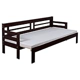 【JAJAN】天然木すのこソファベッド【シオン】本体+マットレス ブラウン[スライド 伸縮式 ソファーベッド]シングルベッド[クーポンで更にお得]