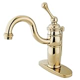 Kingston Brass KB1402BL Single Handle Mono Deck Lavatory Faucet with Retail Pop-up & Optional Deck P